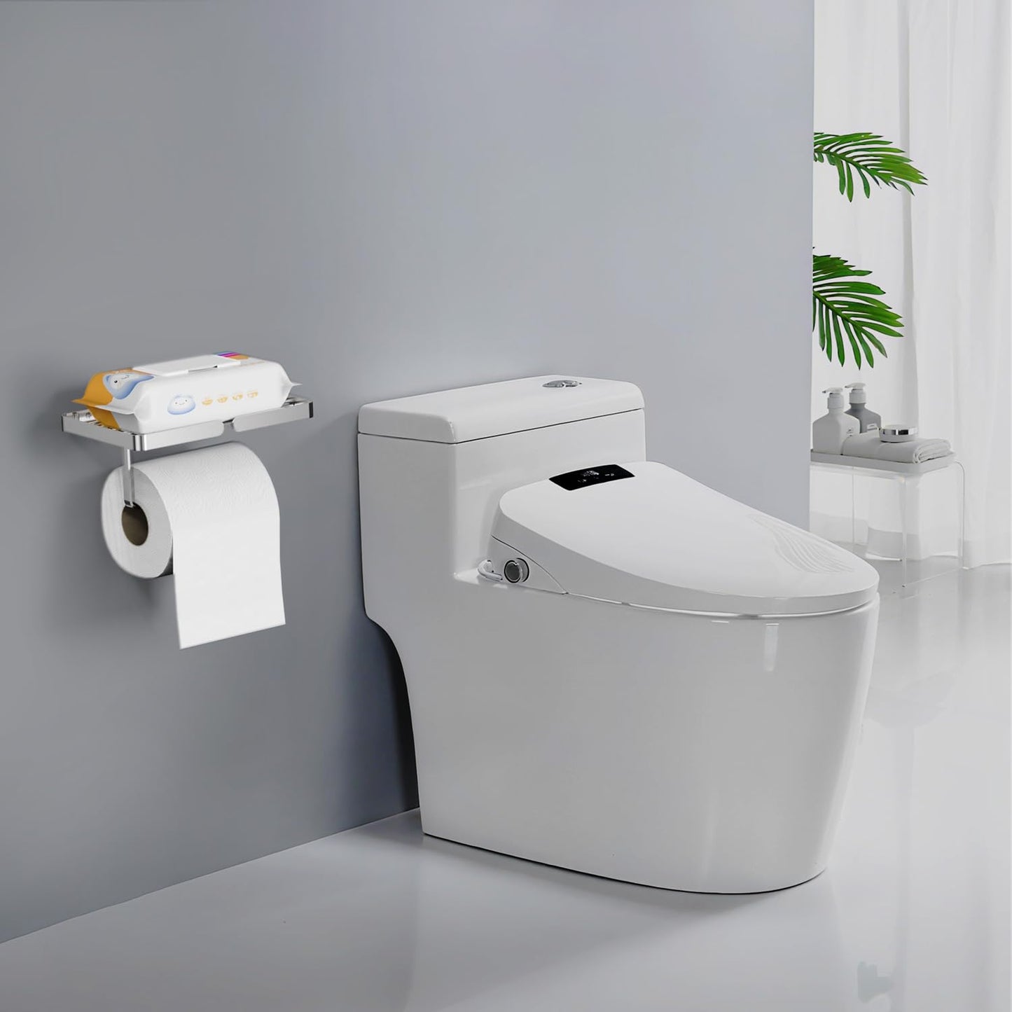 AIDILI Toilet Paper Holder with Phone Shelf, Self Adhesive Toilet Tissue Roll Holder Without Drilling, Rustproof Stainless Steel Tissue Paper Holder for Bathroom Hardware Accessories