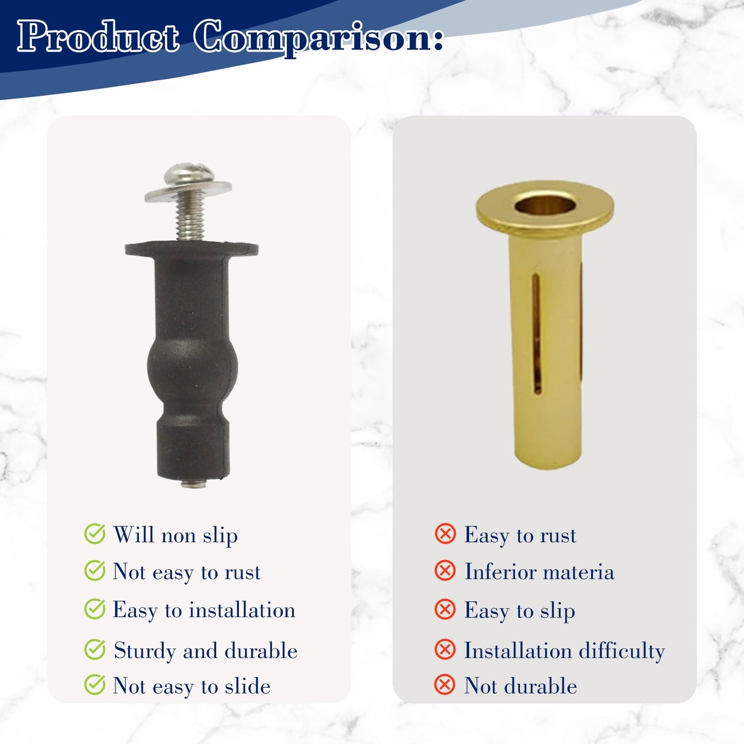 9mm Dia Toilet Seat Screws Compatible with Kohler Toilet Seat Anchors, Top Mounting Hinge Bolts Replacement Kit Can Replace K-85040 Anchor Nut, 2pcs