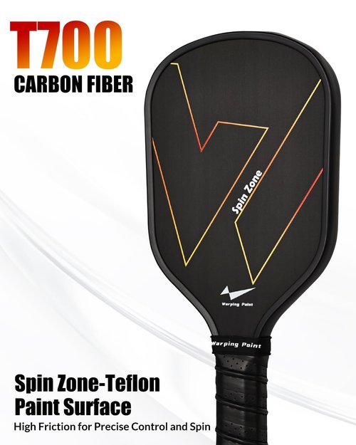 Warping Point Pickleball Training Paddle with Dual Different Friction Surface Technology, T700 Raw Carbon Fiber Pickleball Sweet Spot Trainer with Elongted Handle, 16mm Core Practice Pickleball Paddle