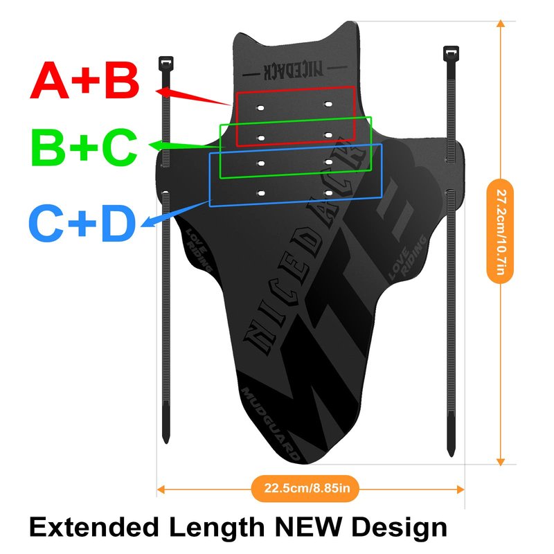 NICEDACK Mudguards Mountain Bike, 2 Pieces Mudguards Fit 20-29 Inch MTB Mudguard Front and Rear Compatible Bicycle Splash Guard (Black)