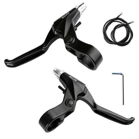 RUJOI Bike Brake Lever Set, 1 Pair Aluminum Alloy Levers with 2 Sets Brake Cable & Housing, Fits 22.2 mm (7/8") Handlebars, for MTB/Road/Folding Bikes.