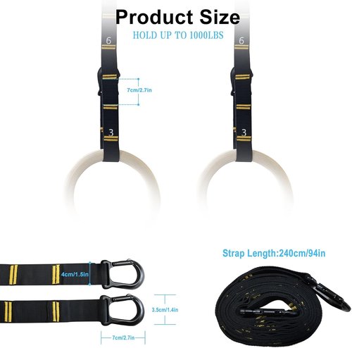 Adjustable Gymnastic Rings Straps by [Brand Name] - 8.2FT Long, 1000LBS Capacity | Perfect for Home Gym DIY