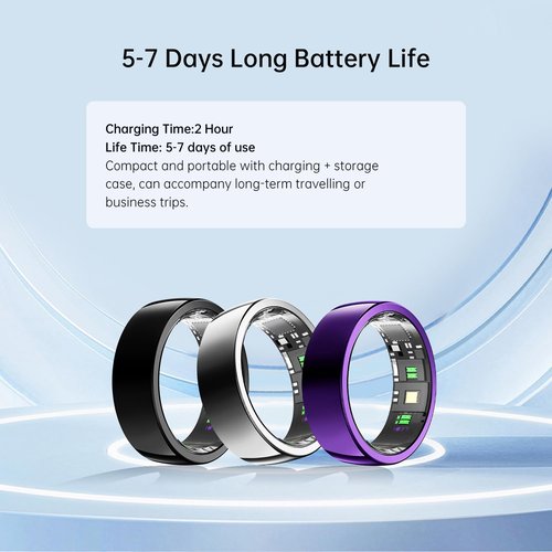 Tulbeys Smart Ring with Wireless Charging Bay - Silver - Size 9 - Sleep Tracking Wearable - Heart Rate - Oxygen Monitoring - Fitness Tracker - Hand Gesture Brush Tiktok - Up to 9 Days of Battery Life