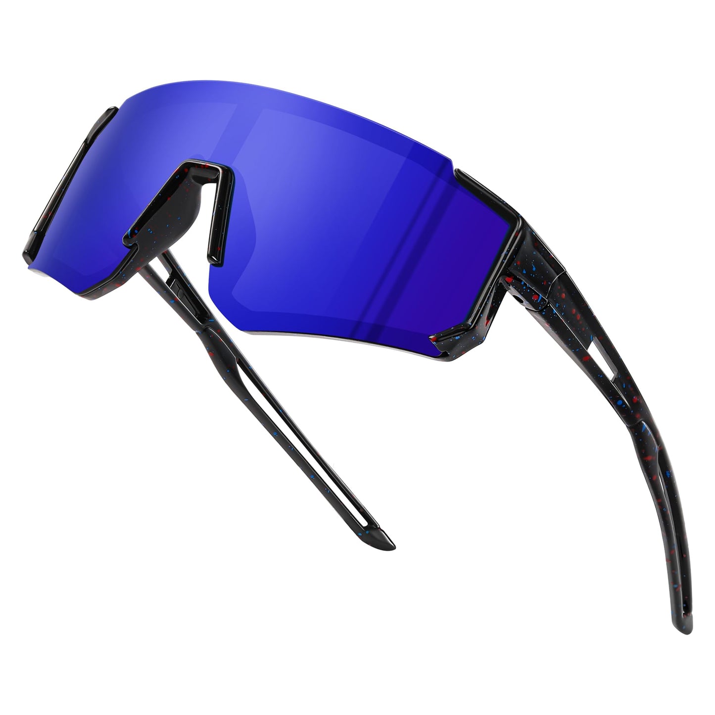 Fanshen Kids Baseball Sunglasses for Boys Girls Ages 3-12, Sports Polarized Youth Baseball Softball Sunglasses UV Protection (Bright Black/Deep Blue)