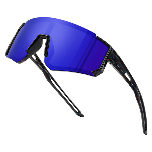 Fanshen Kids Baseball Sunglasses for Boys Girls Ages 3-12, Sports Polarized Youth Baseball Softball Sunglasses UV Protection (Bright Black/Deep Blue)