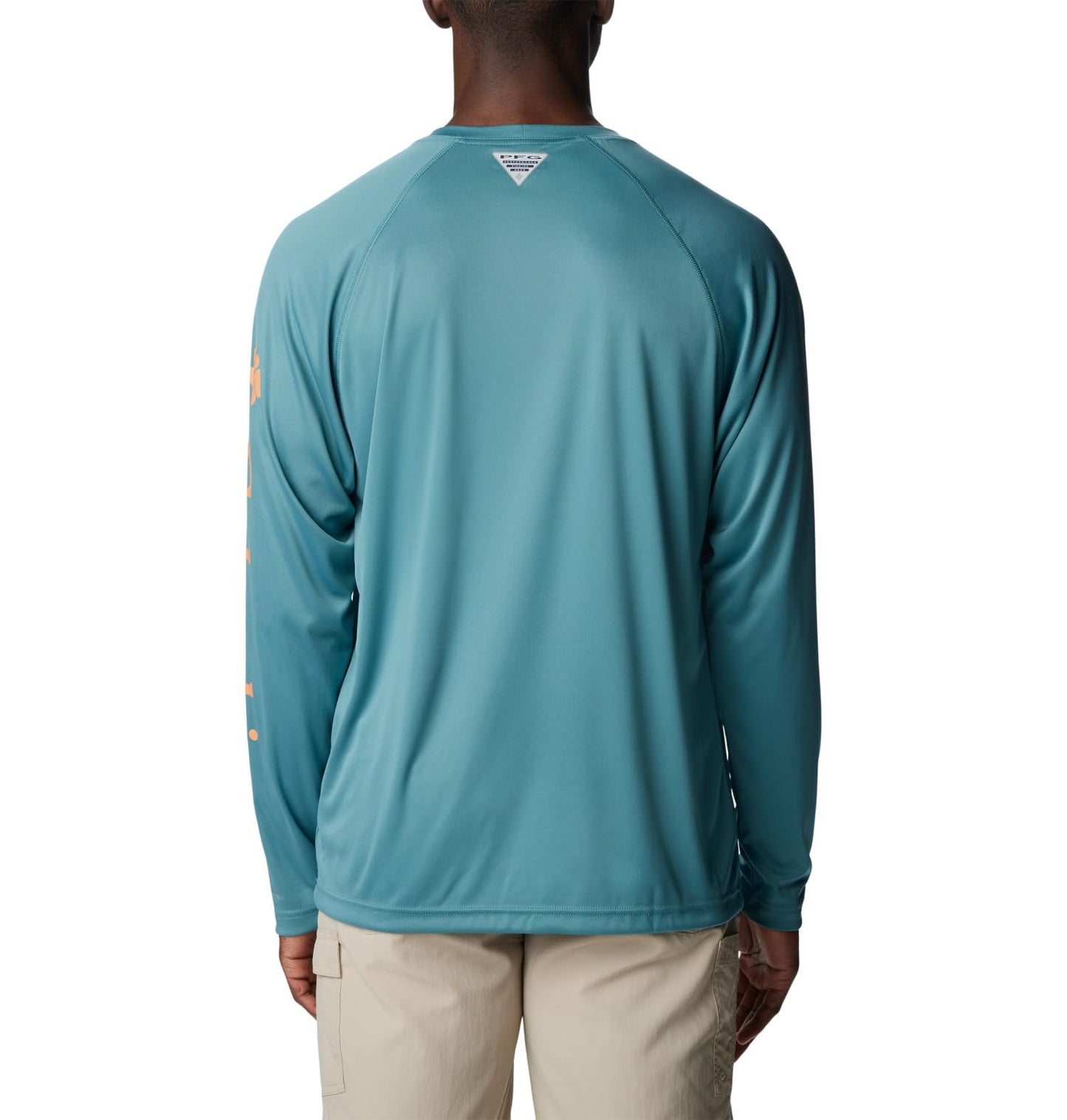 Columbia Men's Terminal Tackle Long Sleeve Shirt, Tranquil Teal/Orange Reef Logo, 2X Big