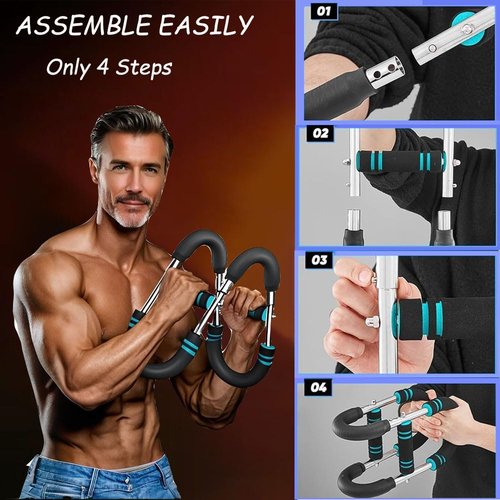 RwAhBiBtIeT Upgraded Twister Arm Trainer,Workout Spring Bar Adjustable,65-110lbs Home-Use Chest Expander for Men Arm Trainer Exercise Great Gifts