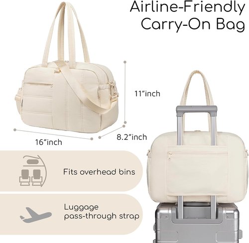 CAMTOP Gym Bag - Lightweight Water-Resistant Duffle with Yoga Mat Holder | 16-Inch Beige Travel Bag