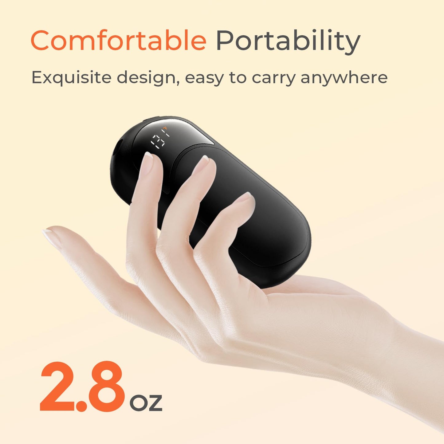 Electric Hand Warmers Rechargeable, 104–131°F with Temp & Battery Display, 3 Heat Levels, Fast Heating, Smart Temp Control, Pocket-Size, Fits in Gloves, Gifts for Women & Men