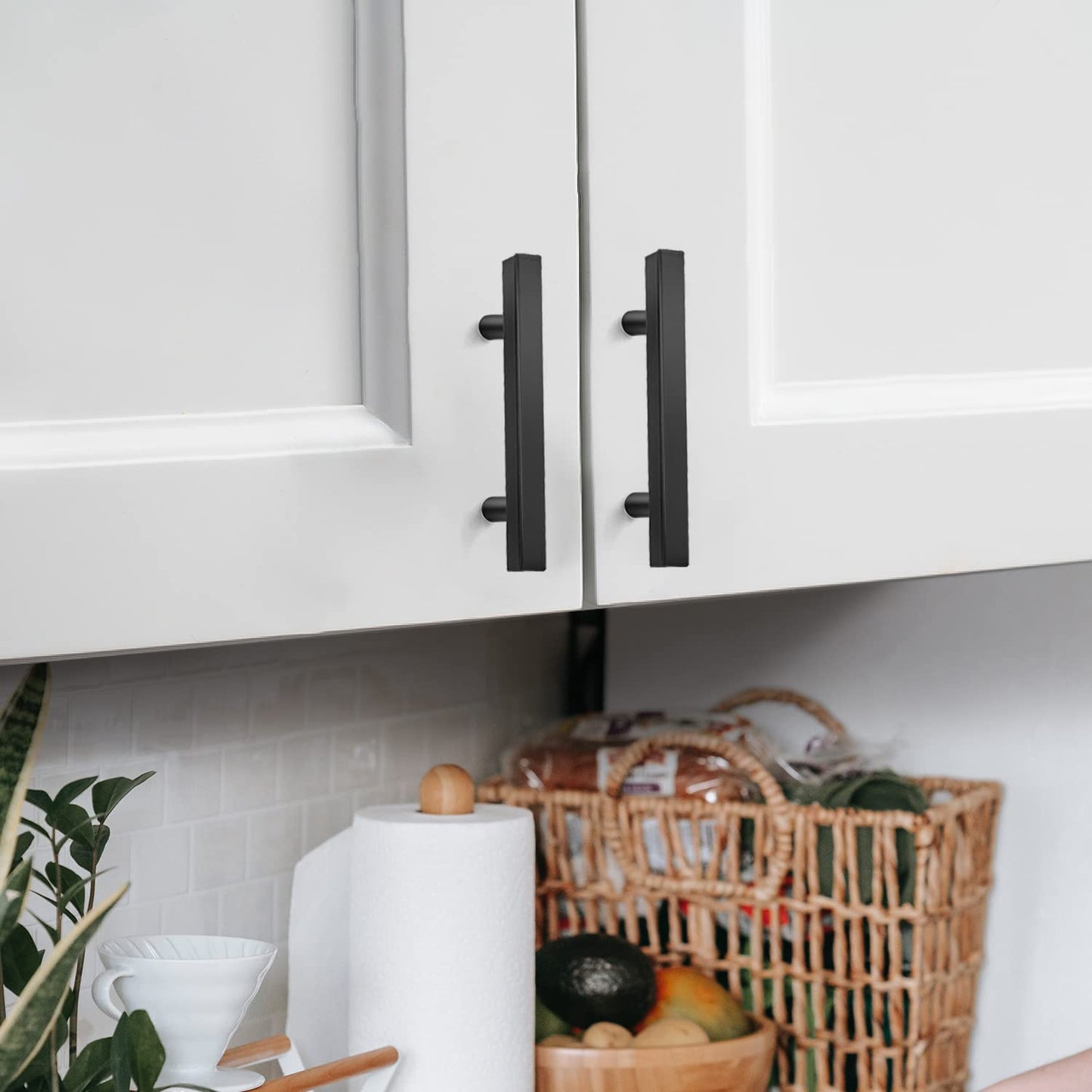 Ravinte 55 Pack Black Cabinet Pulls 3inch Matte Black Cabinet Handles Kitchen Pulls for Cabinets with Drill Mounting Template 5in Overall Length