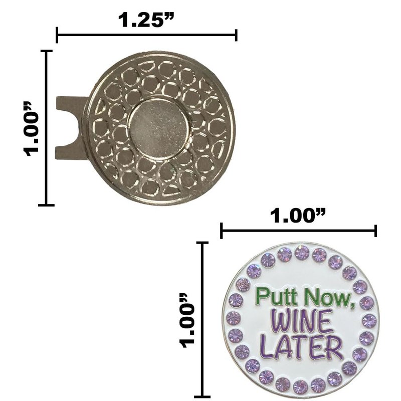 Giggle Golf Bling Golf Ball Marker with Magnetic Hat Clip – Putt Now Wine Later Sparkly Marker for Women Golfers – Fun Golf Gift with Organza Bag & Bonus Hand Cream
