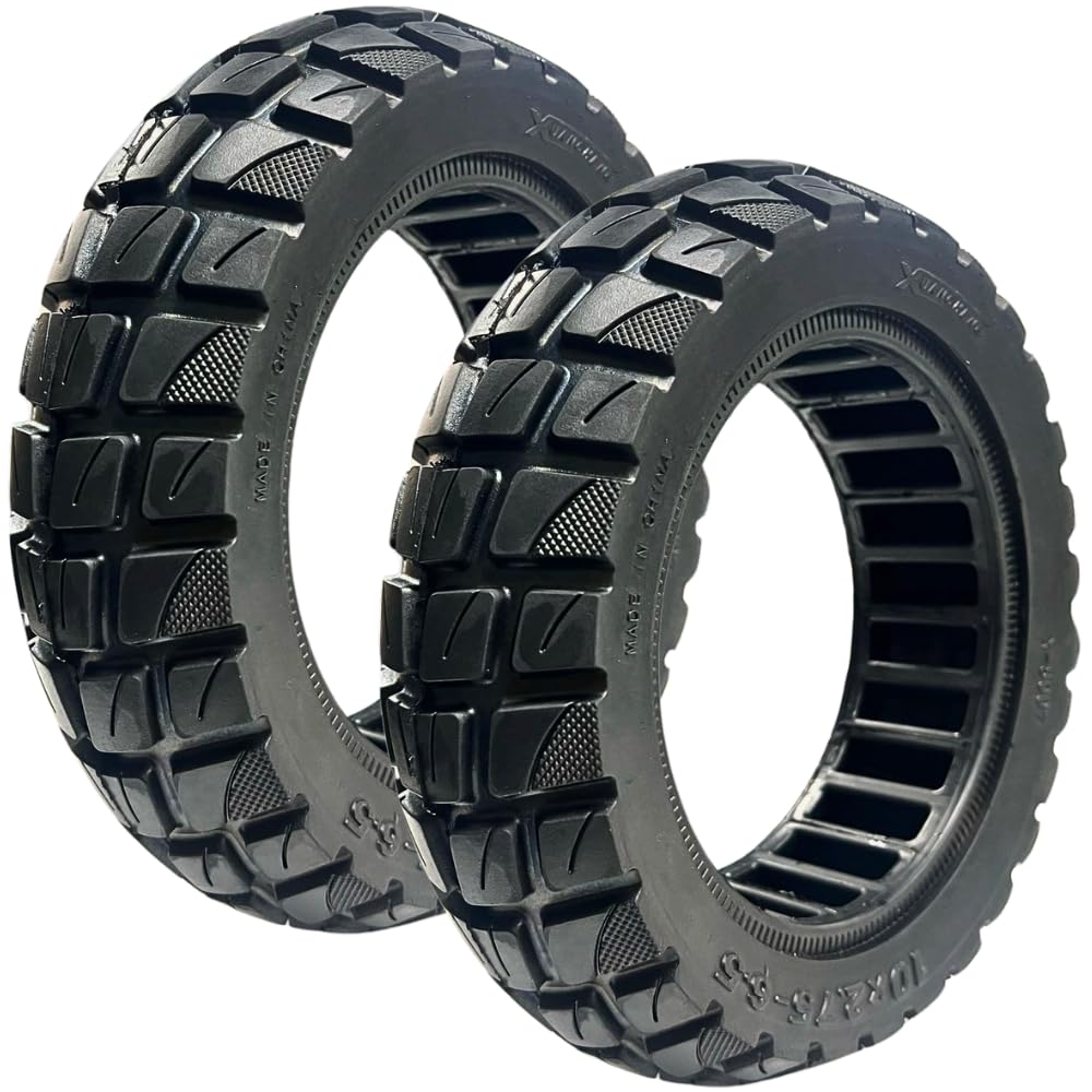 10x2.75-6.5 Solid Electric Scooter Tires – Fit On 10x2.70-6.5 & 70/65-6.6 Size Flat-Free Airless & Reliable - Off-Road (2 Pieces)