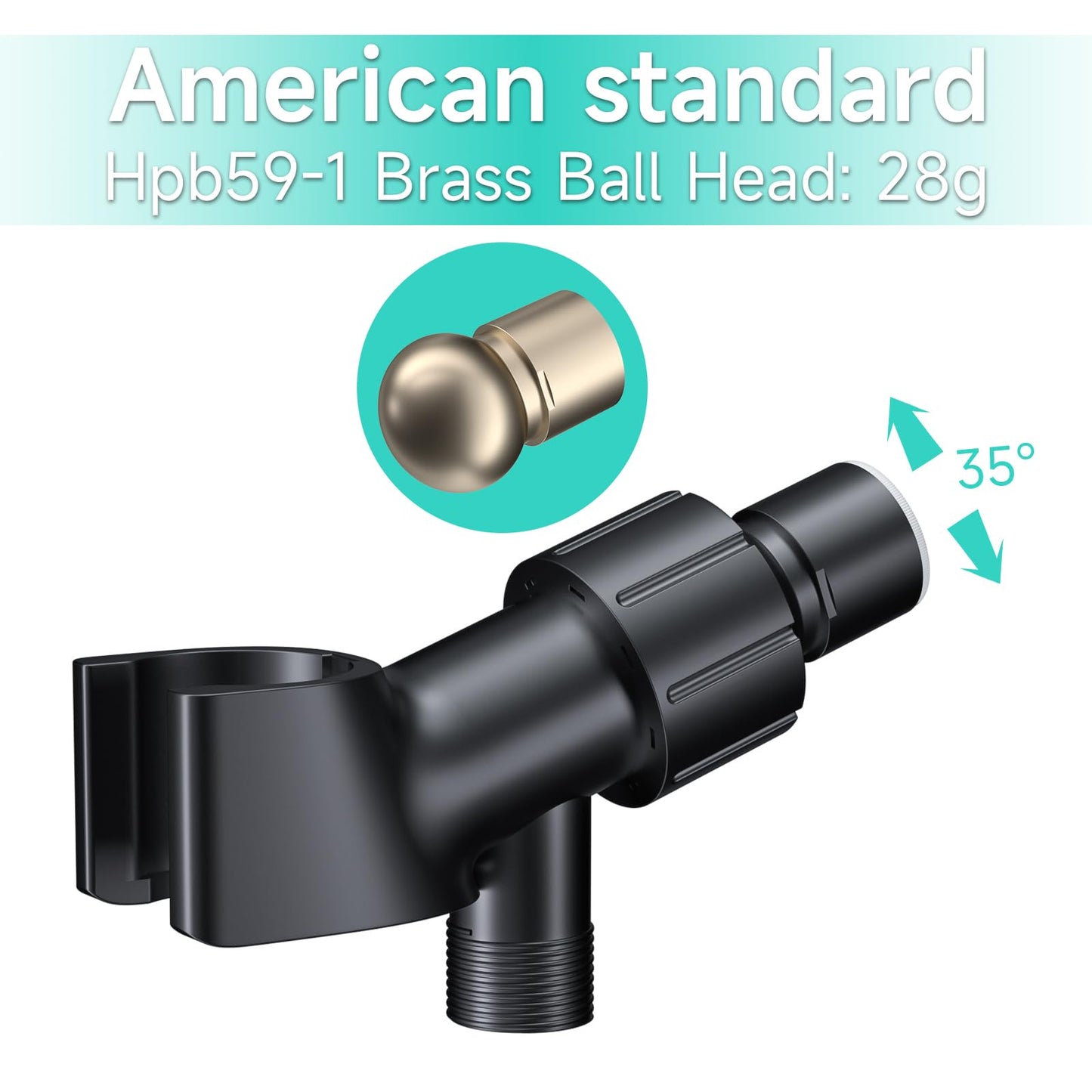 MAYYAYA Adjustable Shower Head Holder & Hose Kit | Premium ABS Bracket with 360° Rotatable Brass Ball, No Tools Install for Most Handheld Showers(Black Hose and Holder)