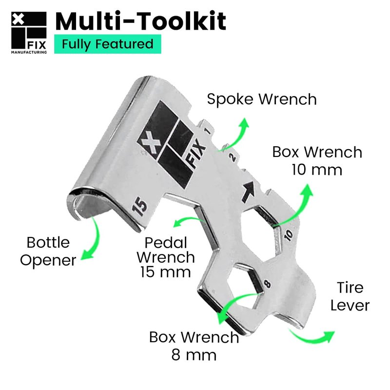 Fix Manufacturing Wheelie Wrench™ Bike Tool Compact and Portable Multi Tool for Bicycle Repair and Maintenance Perfect to fix Most Road, Mountain, and BMX Bikes