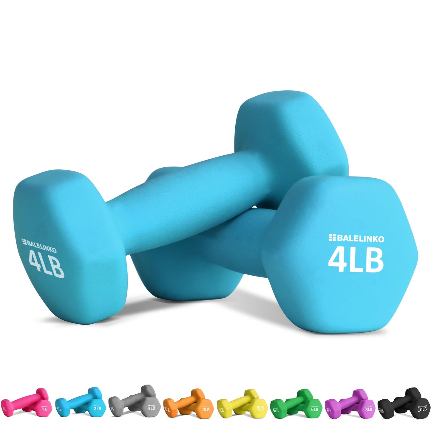 Balelinko Home Gym Equipment Workouts Strength Training Weight Loss Pilates Weights Yoga Sets Free Weights for Women, Men, Seniors and Youth, 4LB Blue, Pair