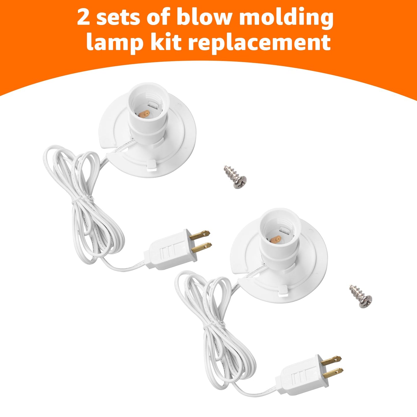 Norward 2 Set Blow Mold Light Kit Replacement, E27 E26 Bulb Cord Kit for Halloween,Christmas,Salt Lamp,Craft Indoor Outdoor Decorations,Salt Lamp Base with Fuse Plug