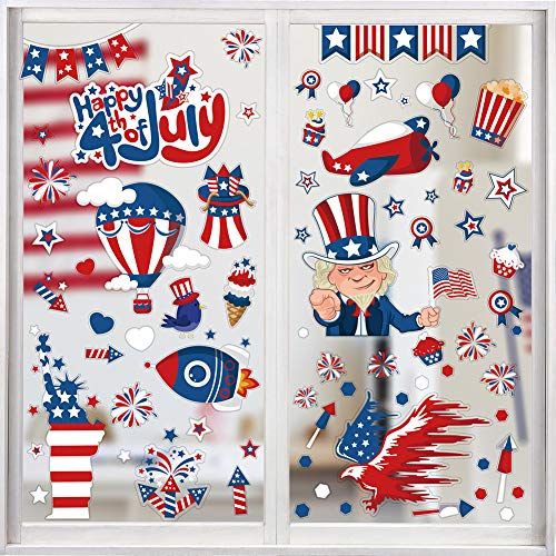 Patriotic 4th of July Window Clings - 100 Pcs PVC Decals
