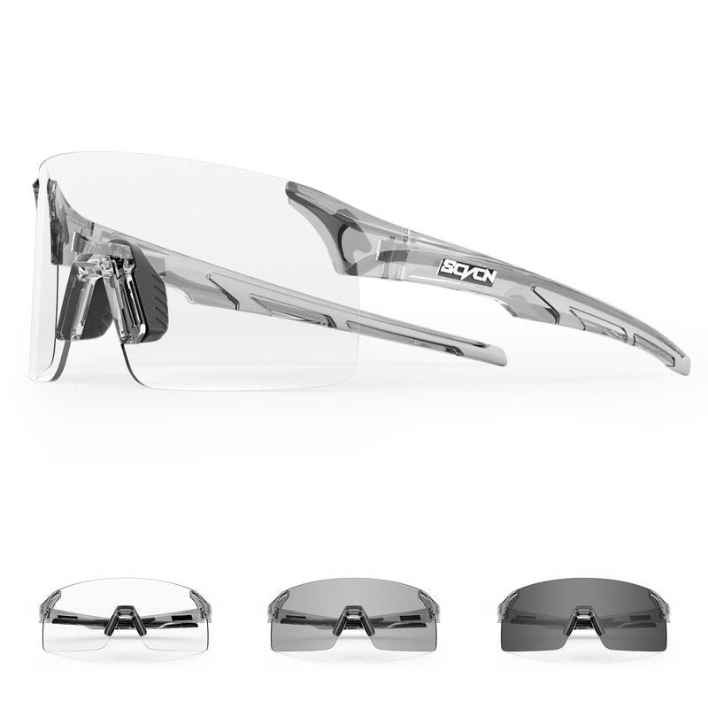 SCVCN Photochromic Cycling Glasses Frameless Sports sunglasses for Men Women - Ideal For Baseball, Bike, Golf, Fishing, Running