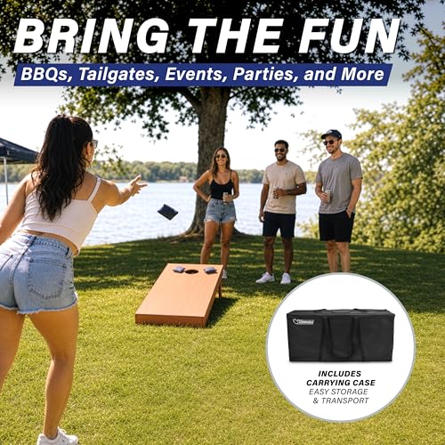 Regulation Size Wooden Cornhole Boards Set - Light Brown Finish - No Bean Bags