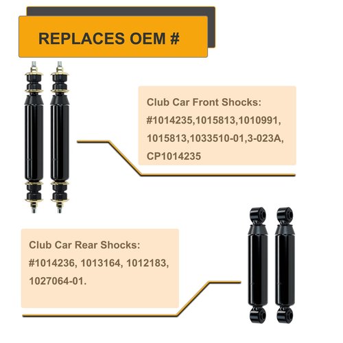10L0L Golf Cart Club Car DS Shocks & Precedent Shocks, Front and Rear Shock Absorber for Club Car DS 1981-up, Precedent 2004-up, Tempo 2018-up Gas & Electric Models, OEM 1014235,1014236,1010991