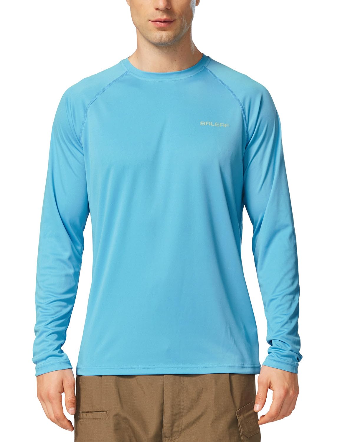baleaf Mens UPF 50+ Sun Protection Shirts Long Sleeve Rash Guard, Quick Dry 4-Way Stretch for Fishing Swimming Surfing 2 Pack-Blue 2XL