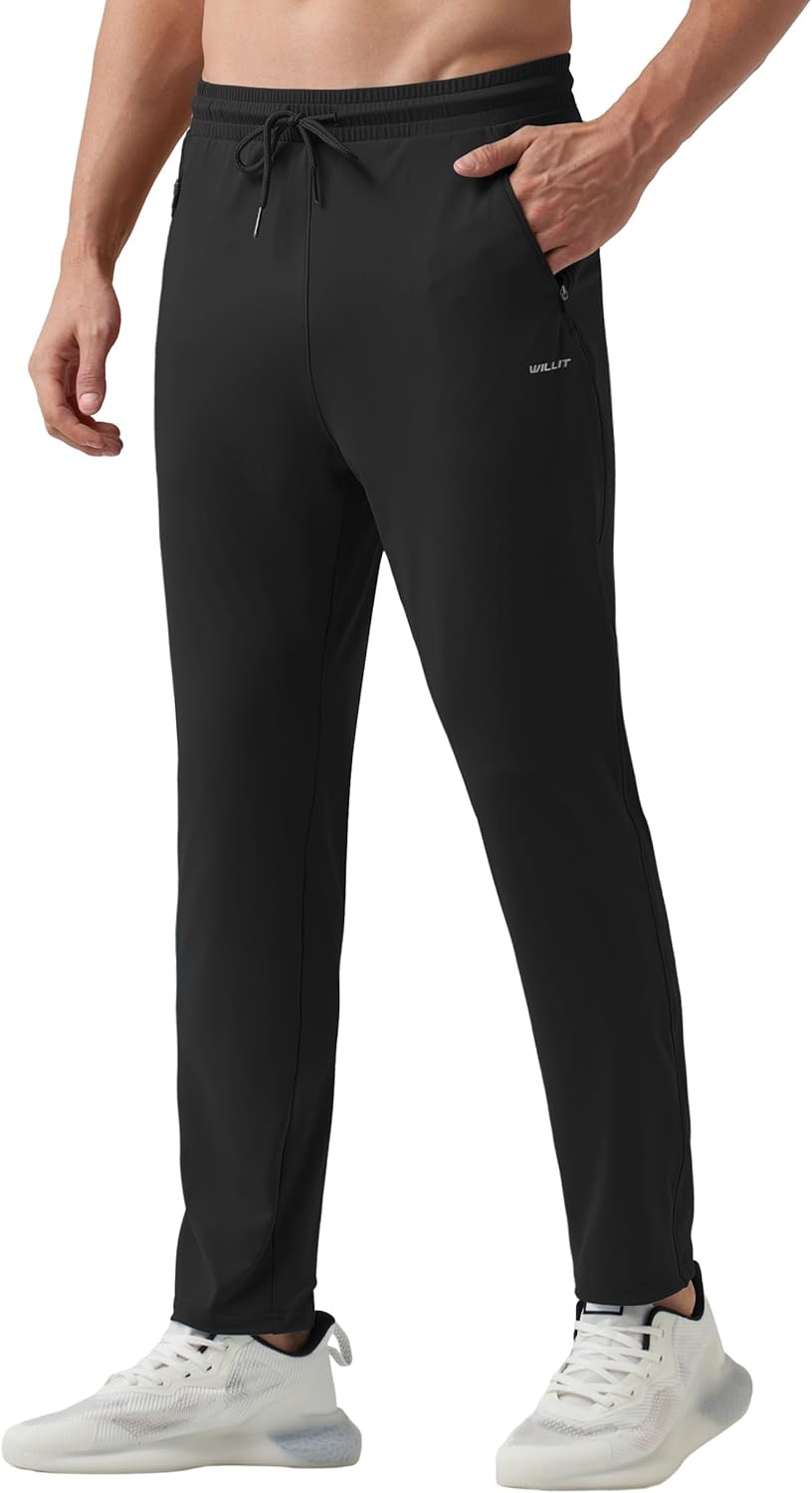 Willit Men's Athletic Joggers - Comfortable Workout Sweatpants with Zipper Pockets | Perfect for Running and Gym