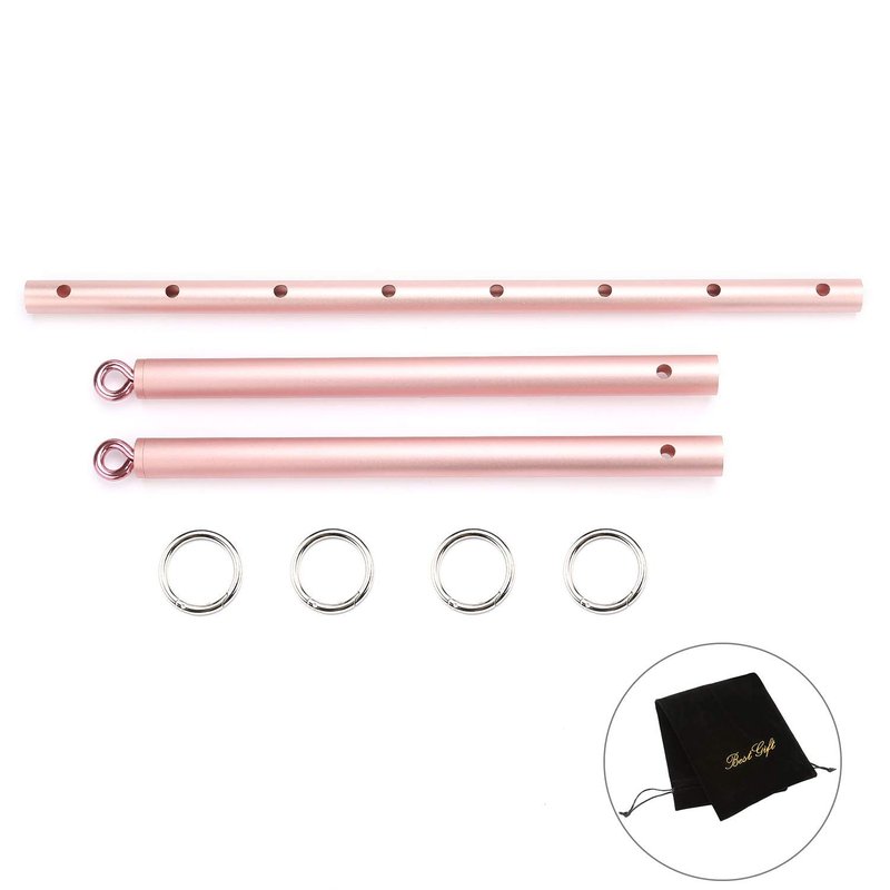 Pilates Yoga Bar Expandable Rose Workout Bar and 2PCS Pink Adjustable Straps, Pilates Aid Kit for Home Gym, Training Fitness Gear (with Storage Bag)