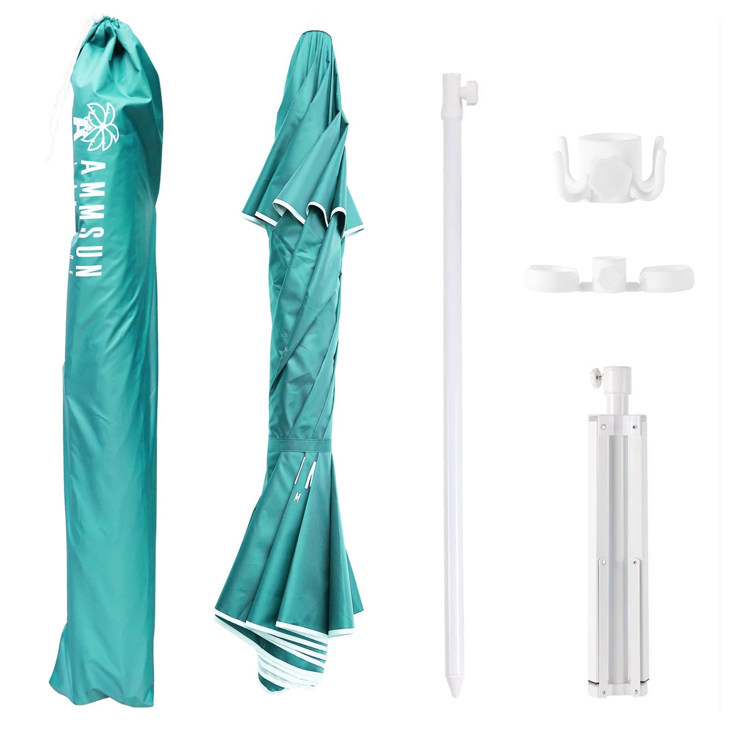 AMMSUN Shade Umbrella, Premium Portable Umbrella with Stand, 6.5ft Lightweight Free Standing Canopy for Sporting Games, Adjustable Instant Sun Protection and Easy to Carry, Turquoise