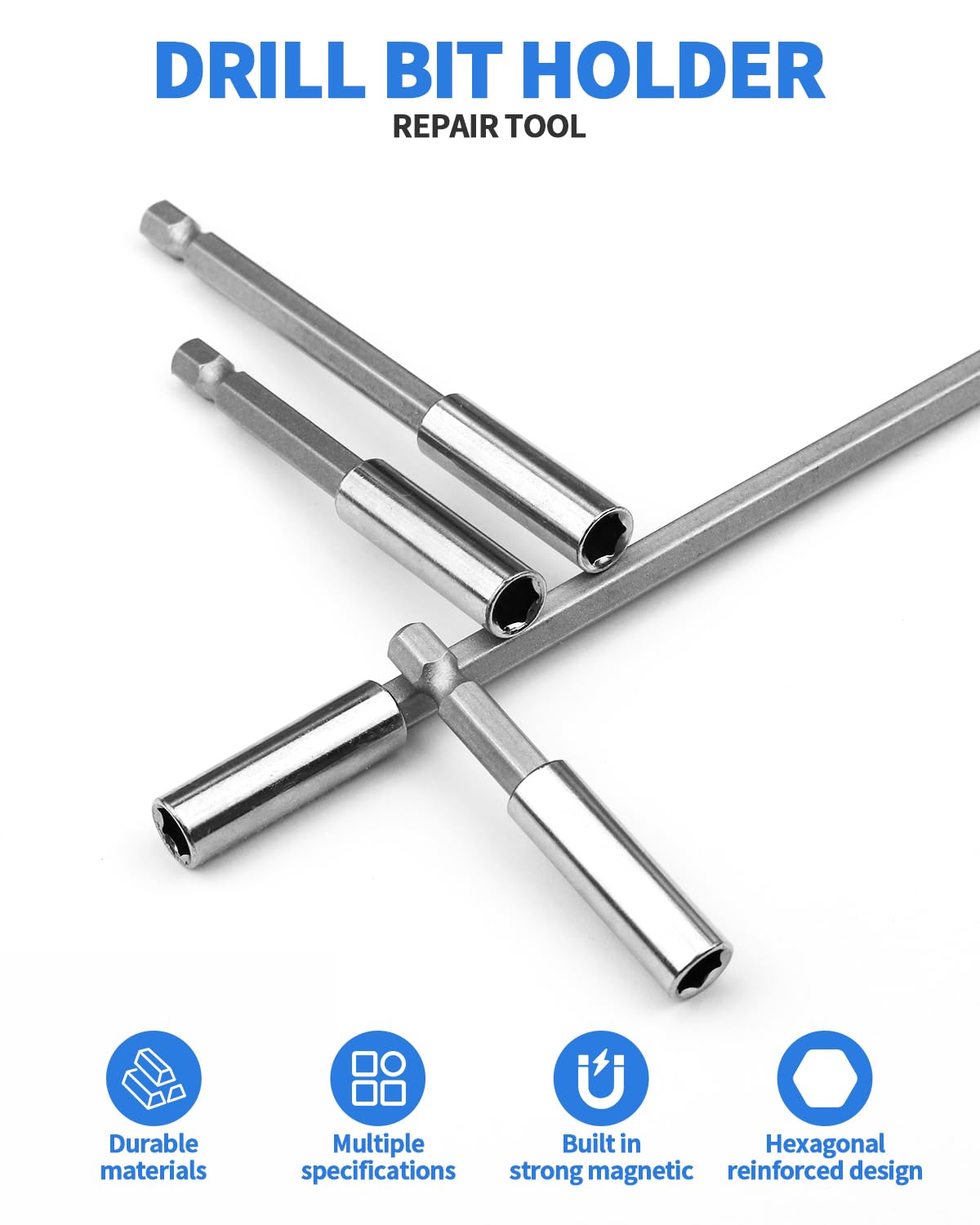 8 PCS Drill Bit Extension, 1/4" Hex Shank Magnetic Drill Extension Bit Holders, S2 Steel Impact Drill Bit Extender (2 Inch,3 Inch, 4 Inch, 6 Inch) for DIY, Automotive; Repair Work