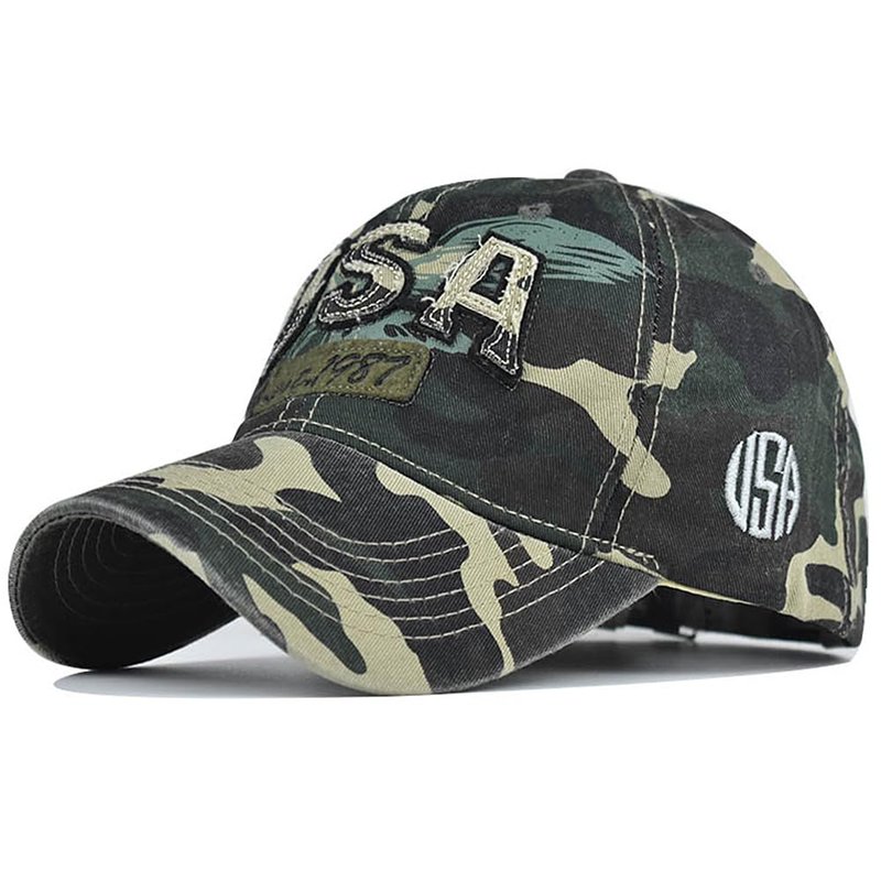 Ptduabenlu American Flag Baseball Cap for Men Women USA Embroidery Washed Adjustable Cotton Dad Hat Woodland Camo