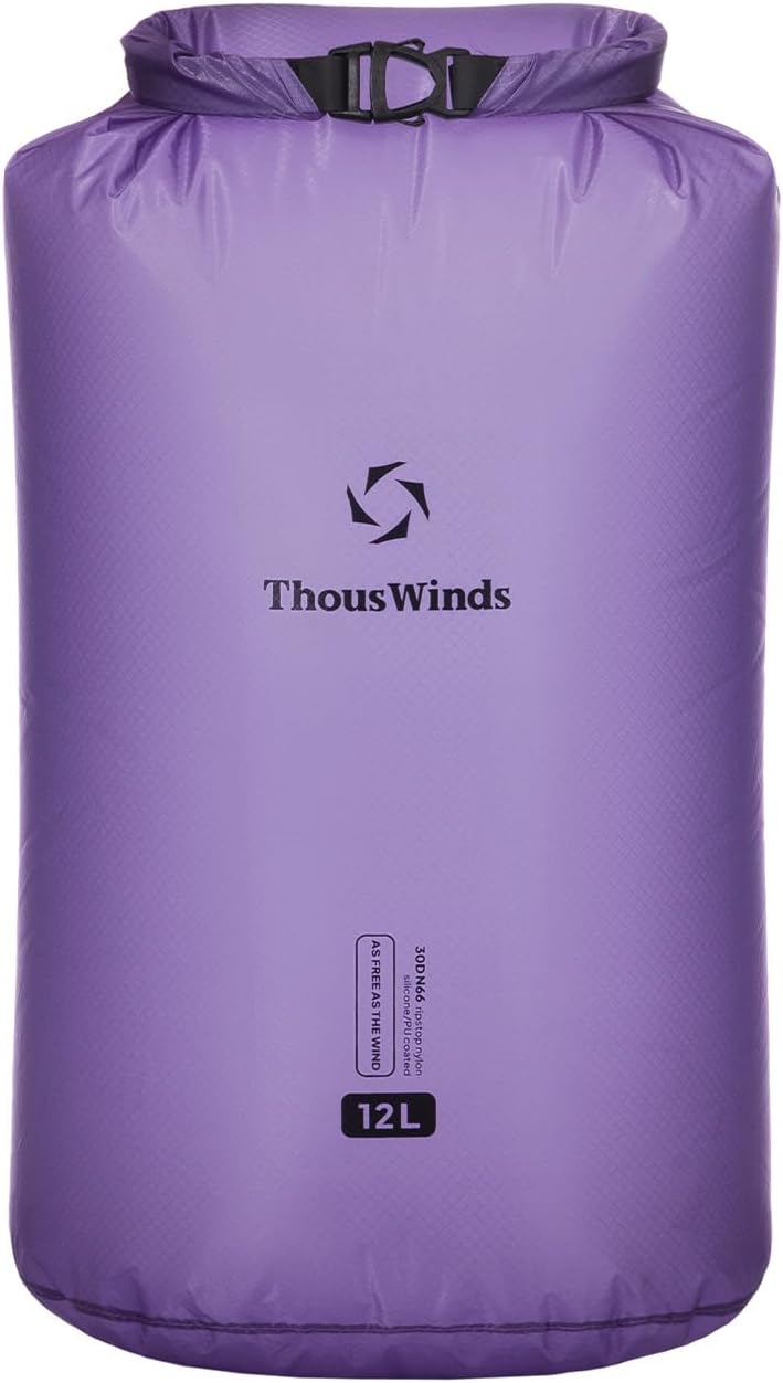 Thous Winds Waterproof Dry Bag - 12L Lightweight Roll Top Storage Sack for Travel & Outdoor Activities
