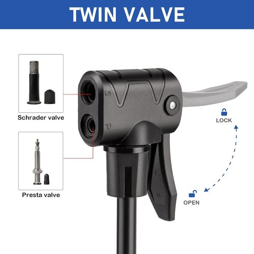 CXWXC Bike Floor Pump - Digital Gauge 140 PSI Bicycle Tire Pump for Presta & Schrader Valves | Portable Design with Large Display