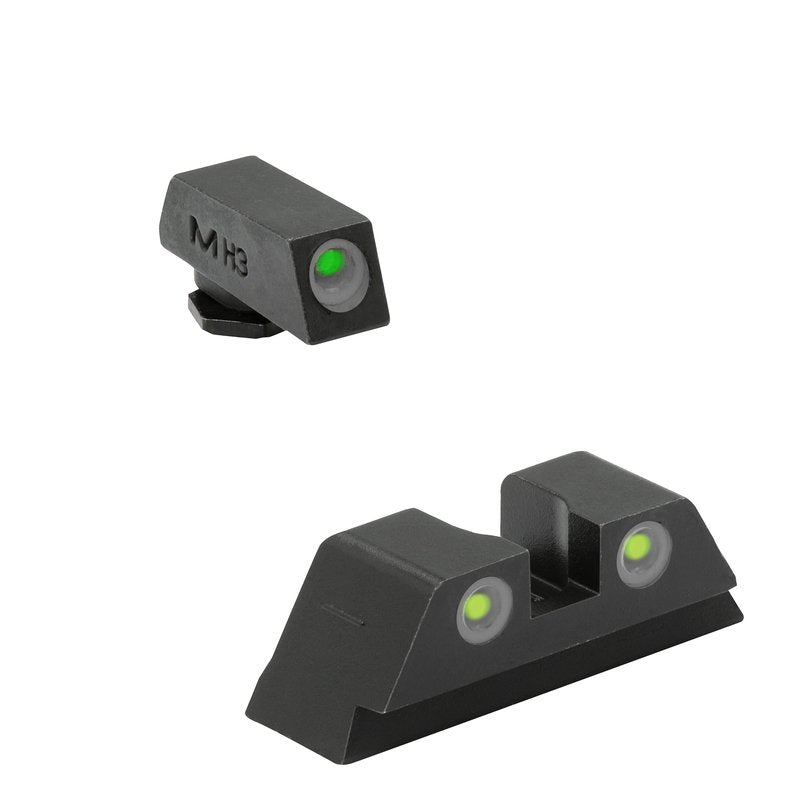 Meprolight Tru-Dot tritium Night Sights Compatible with Glock 17 19 20-25 28-35 37 39 tritium dots Glow on Sight self Illuminated Fixed Metal Sights Yellow Rear