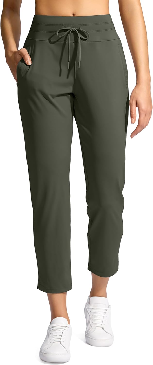 YYV Women's High Waisted Golf Pants - 3 Pockets, Stretchy 7/8 Ankle Design for Workout & Travel