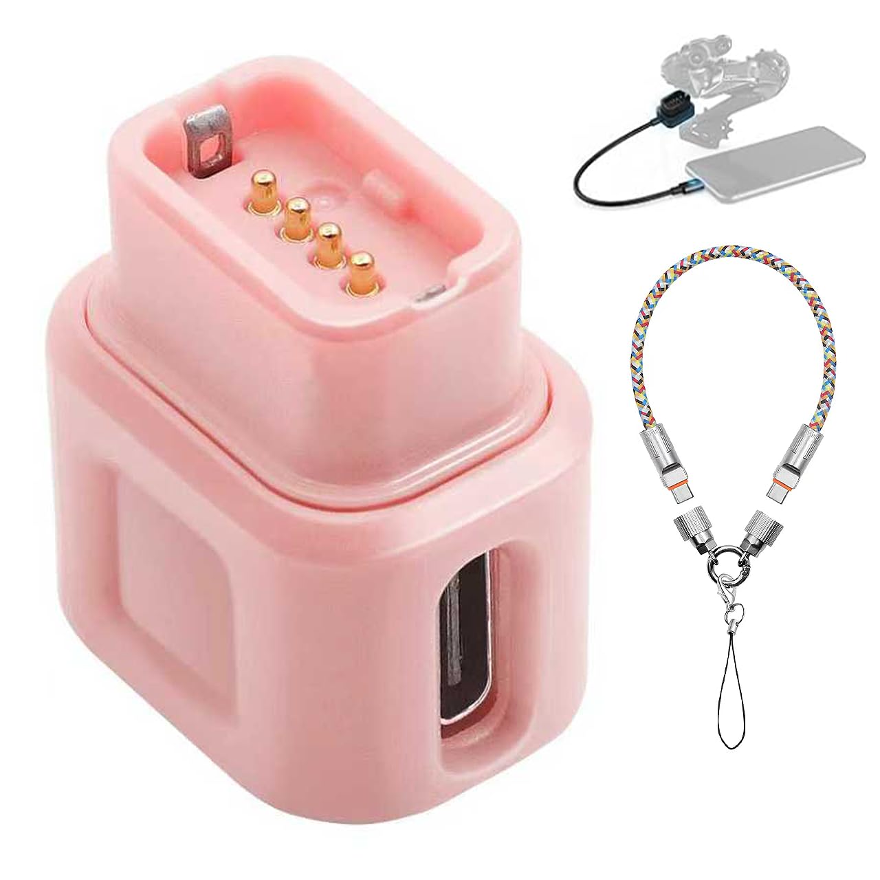 FREERDNG Suitable for Shimano EW-EC300 4-pin to Type-C Converter, 12 Speed Di2 Charger, Di2 Charging Cable, Bicycle Electronic Variable Speed Outdoor Charging Solution (Sakura Pink)