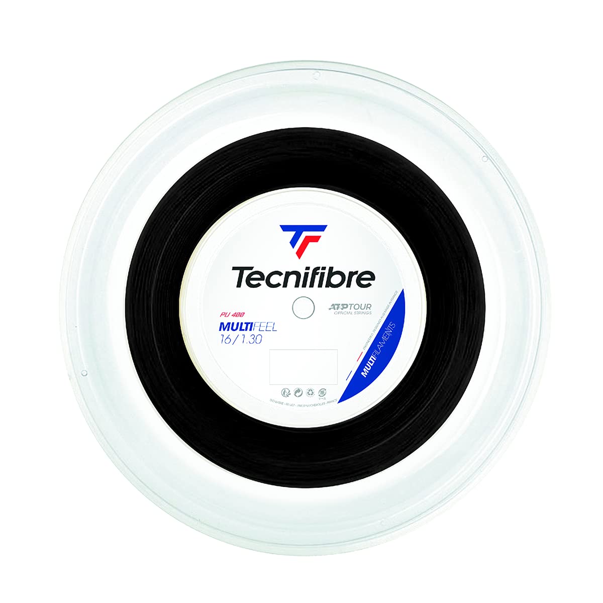 Tecnifibre Unisex – Adult's Rolle 200M MULTIFEEL 1.30 Tennis Strings, Black, 1.30 mm
