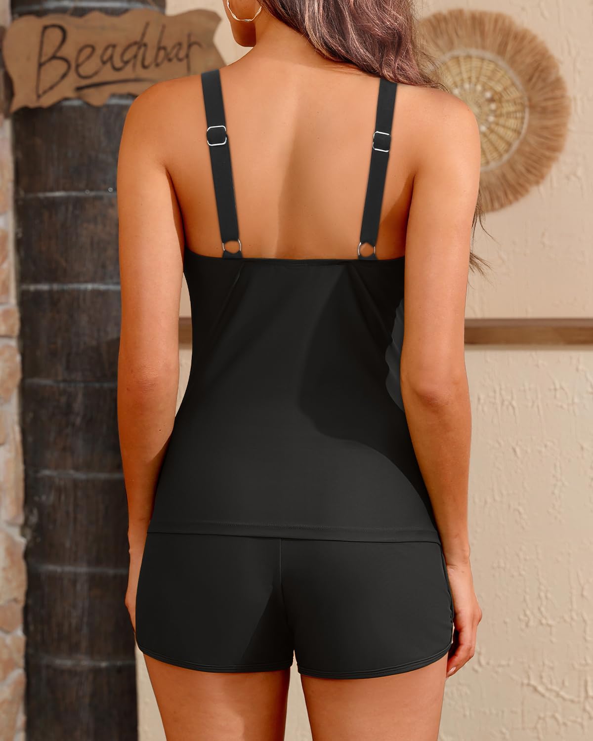 Skiennix Women's Tankini Swimsuit - Tummy Control Two-Piece Bathing Suit with Pockets & Boyshorts