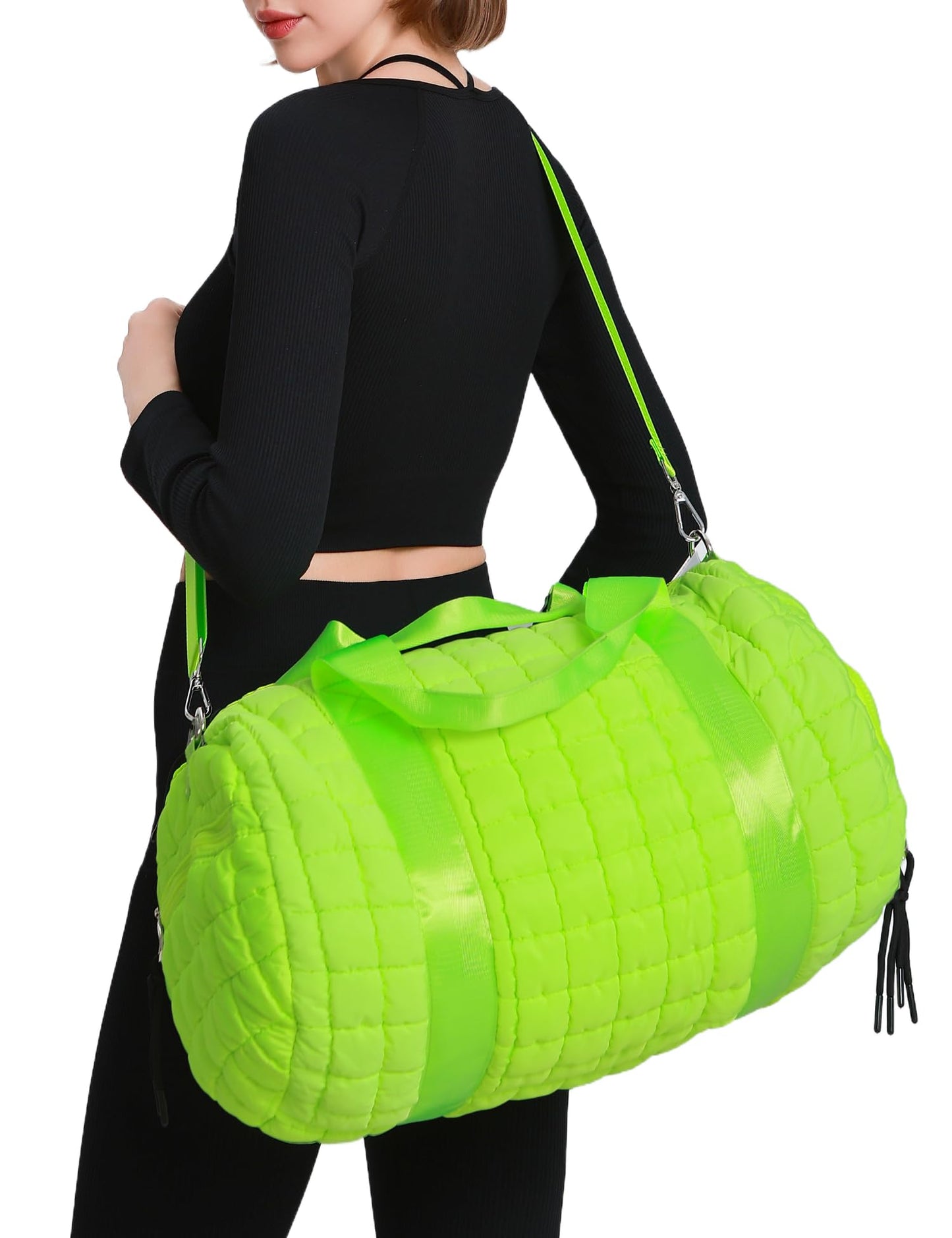 Dassymia Quilted Duffel Gym Bag for Men and Women Carry On Travel Sport Weekender Bag, Light Green