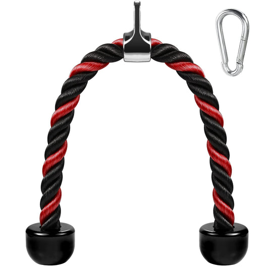 AWEFRANK Tricep Rope Cable Attachment 36 Inch Non-Slip Grip for Gym Red