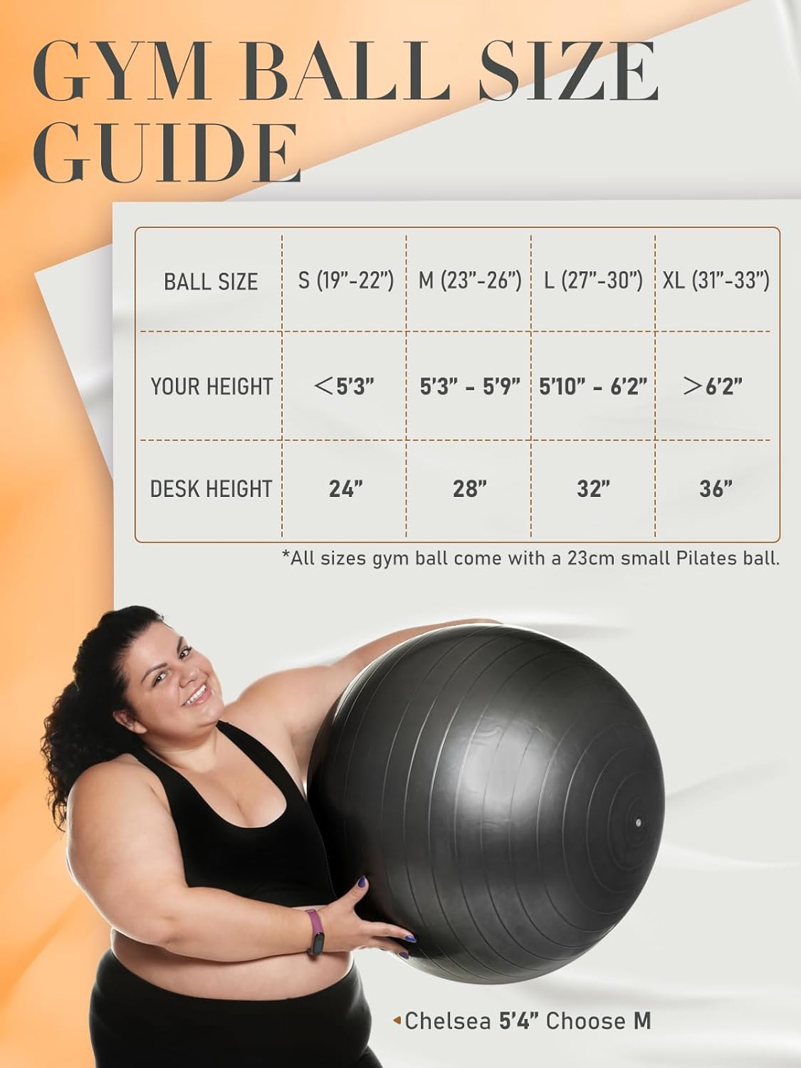 PhysKcal Yoga Ball | Fitness Exercise & Pilates Ball Set - 4 Sizes for Workout, Pregnancy & Therapy