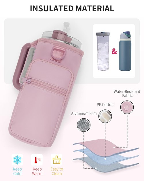 sportsnew Magnetic Gym Bag for Women Men, Water Bottle Carrier Holder with Strap & Phone Pockets for 40oz Tumbler with Handle, 4 Built-in Magnets Small Gym Bag for Sports, Workout, Fitness, Walking