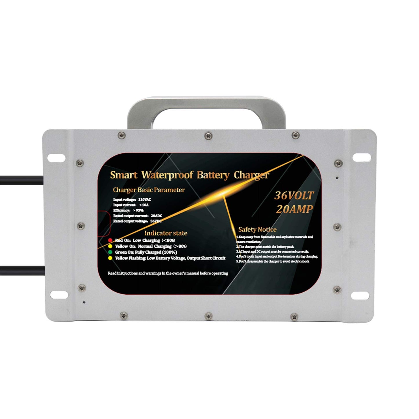 36V 20A Battery Charger for 36 Volt EZGO EZ-GO TXT Golf Cart, with D-Plug/Powerwise Style Plug Waterproof IP68