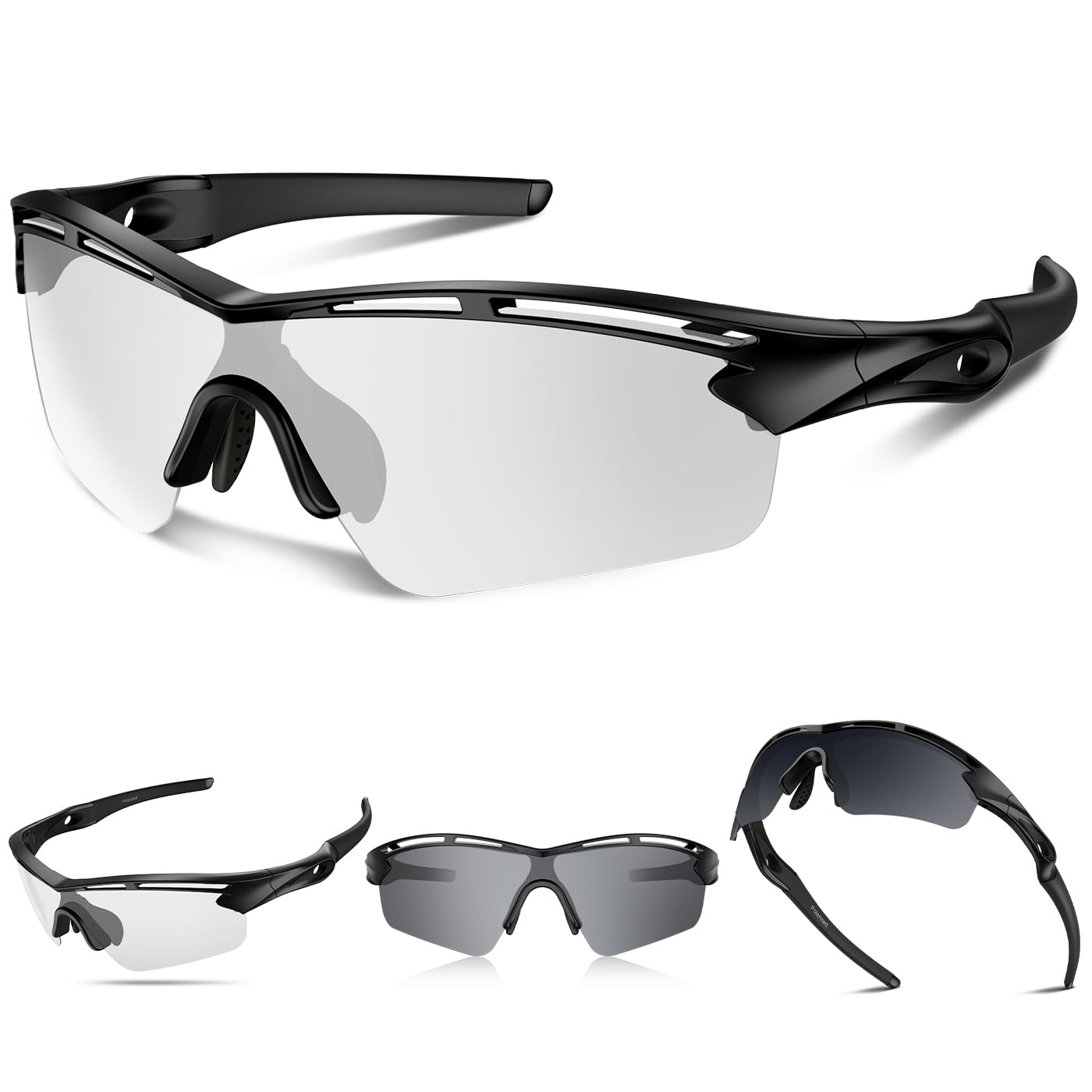 Rosemal Sports Sunglasses Polarized Cycling Sunglasses Running Driving Fishing Hiking for Men Women UV400 TAC TR90