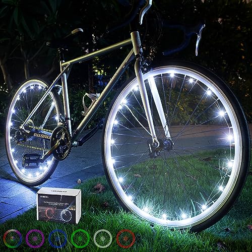 DAWAY A01 LED Bike Wheel Lights 2-Wheel White - Ultra-Bright, Waterproof Bicycle Spoke Lights with Batteries