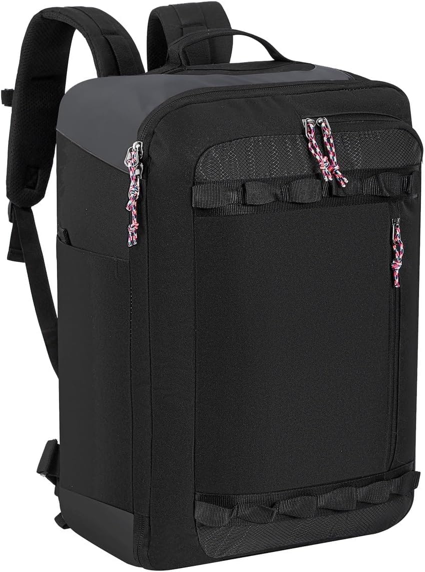 TRAILKICKER Travel Backpack Flight Approved Carry On Backpack Water Resistant Weekender Bag (Black)