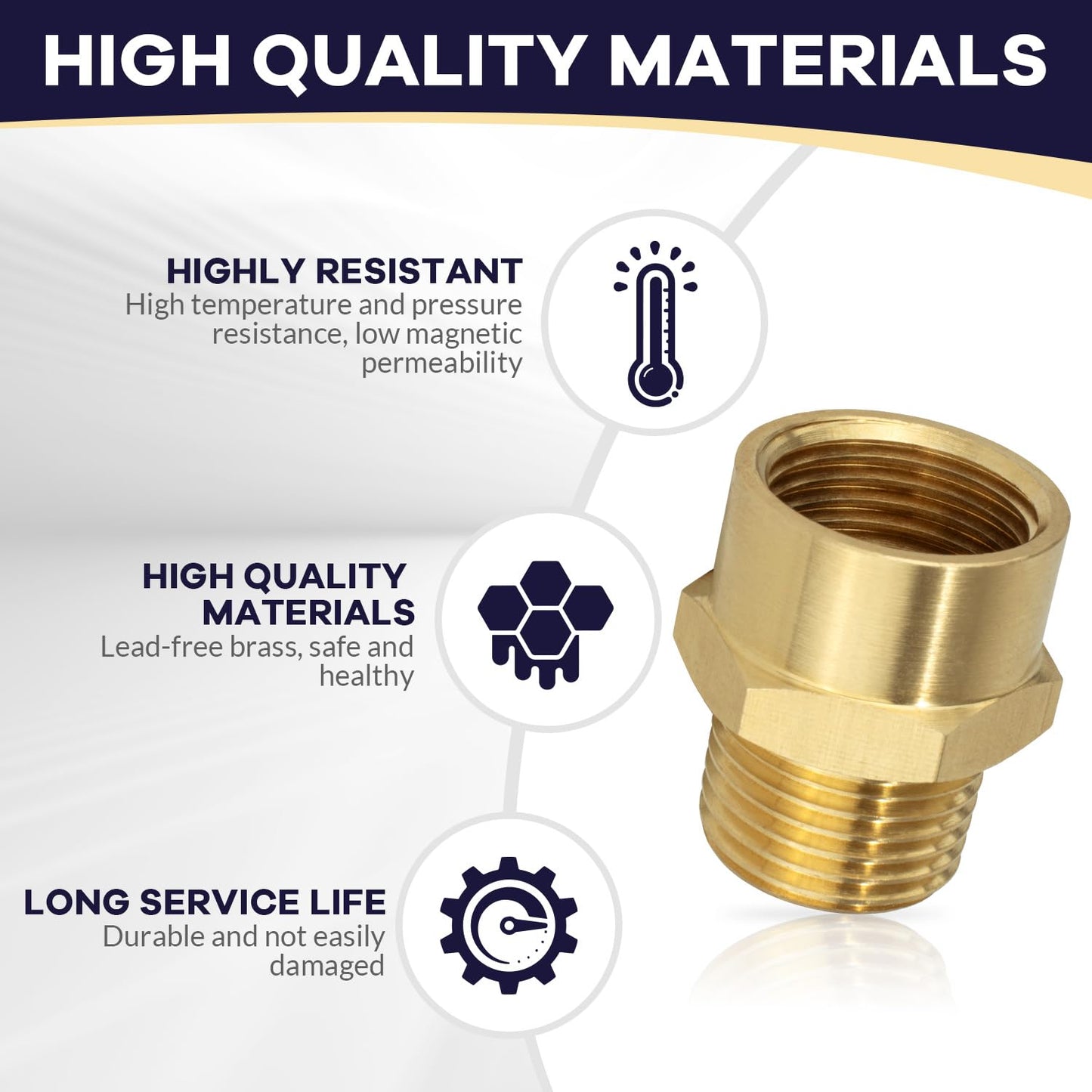 G 1/2 (BSP) Female Thread to US 1/2 NPT Male Thread Brass Pipe Fitting Adapter,G to NPT Adapter 1/2 Inch Converter Connector（2 Pack）