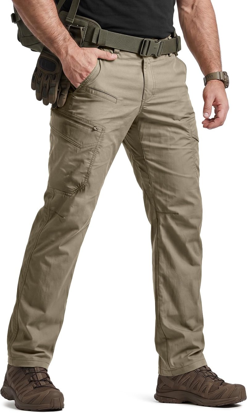 CQR Men's Quick Dry Tactical Pants, Water Resistant Outdoor Pants, Lightweight Stretch Cargo Work Hiking Pants, Runyon Cargo Pants Sandstorm, 36W x 30L