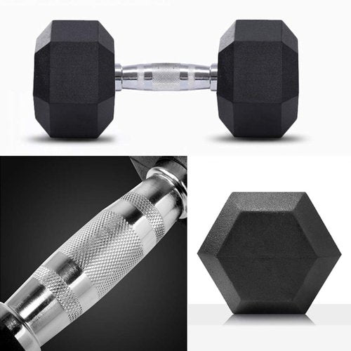 THUNDERBAY Rubber Coated Cast Iron Hex Dumbbell Weights(in Pairs) (20 Pounds)