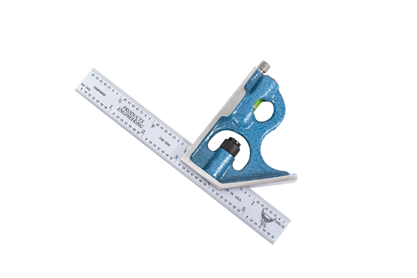 PEC Tools 2-Piece Combination Square Set - 4R 6” Machinist Blade Cast Steel Head, Reversible Locking Bolt, Scribe, for Metalworking, Carpentry and Multiple Applications, Made in USA