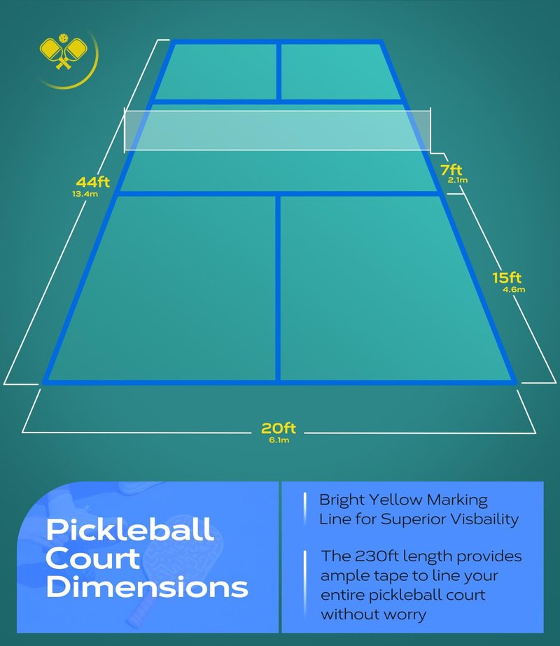 Mibhuvan Pro Pickleball Court Tape 2" x230ft- Temporary Court Lines Tape, No Residue Removable Sports Tape for Indoor/Outdoor, Quick Setup with Blue Tape